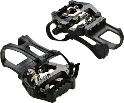 Hybride pedalen - SPD-pedalen met teenclip en riemen - Geschikt voor spinfietsen en indoor-hometrainers - 9/16 inch assen