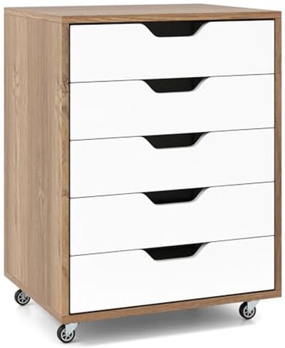 Rolcontainer met 5 laden voor thuis en kantoor - Archiefkast met wieltjes (49 x 40 x 65 cm)