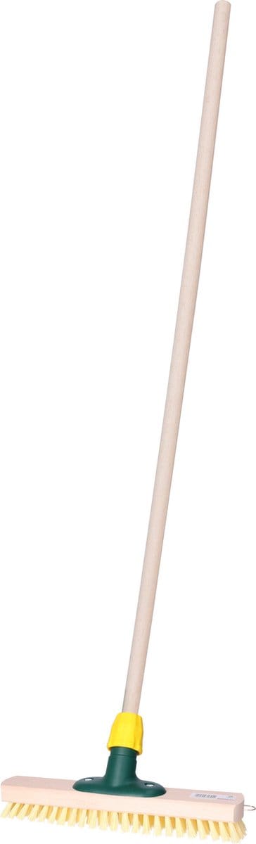 Brumag Luiwagen/schrobber Dirtmaster 30 cm - met houten steel 140 cm - schrobborstel - schoonmaakborstel - harde ondergronden