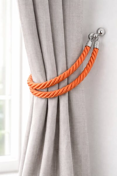Gordijnkoord Tieback – Set van 6 – Koraal Oranje – 95 cm – Luxe Gordijnband – Decoratieve Gordijnhouder