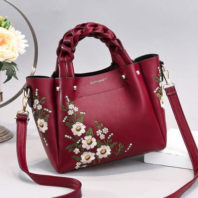 Nieuwe Textuur Grote Capaciteit Geborduurde Eenvoudige Sfeer Handtas Enkele Schouder Crossbody Buitenlandse Dames Tas . brown