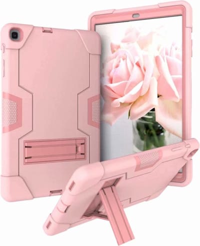 Tablethoes geschikt voor Samsung Tab A 10.1 T515/T510 (2019 hoes met kickstand, duurzame harde hybride drielaagse beschermhoes siliconen case (roségoud