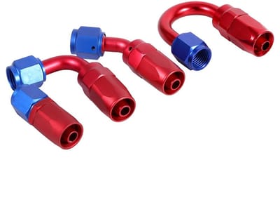 Dailygoody - AN6 Racing Oil/Fuel Line Swivel Male Fitting Adapter - Blauw/Rood 45°