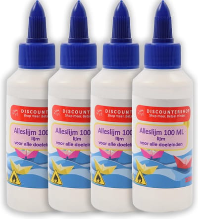 Knutsellijm 100ml per tube -in totaal 400ml - Lijm - All purpose glue - Glue - Kinderlijm - Knutselen - Goedkope knutsellijm - Doorzichtige knutsellijm - Knutsellijm 400 ml - Lijm - All purpose glue - Glue - Kinderlijm - Knutselen