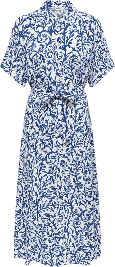 Only Jurk Onlsafa S/s Long Belt Dress Wvn Ex 15381118 Cloud Dancer/blue Dames Maat - XS