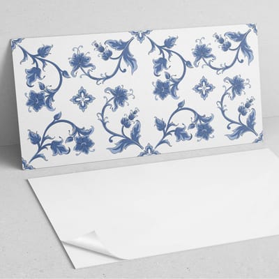 Coloray Wandpanelen Zelfklevend - Bloemenpatroon op de achtergrond PVC Wandpaneel - 100 cm x 50 cm - Blauw Wandbekleding Zelfklevend - 1 stuk - Bloemen en planten Wandpanelen Zelfklevend - Wandpaneel Keuken - Wandpanelen Badkamer