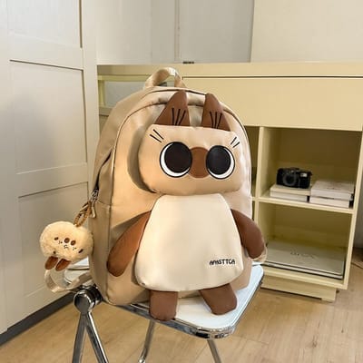 Vieze Cartoon Schattige Siamese Kat Rugzak Junior Middelbare School Student Middelbare School Student Tas Grote Capaciteit Schattige Meisje Rugzak. .