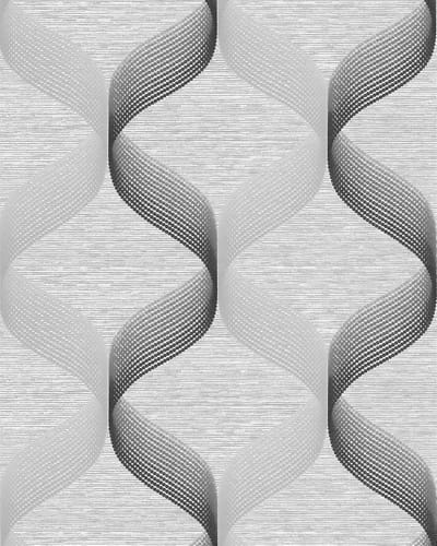 Retro behang EDEM 1034-10 vinylbehang gestructureerd met grafisch patroon glinsterend zilver grijs antraciet 5,33 m2
