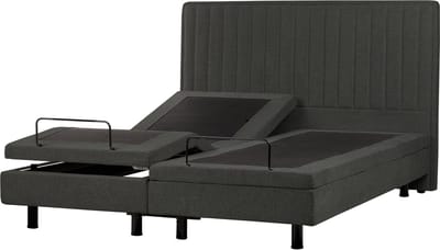 CASTELLAN - Tweepersoonsbed - Donkergrijs - 180 x 200 cm - Polyester