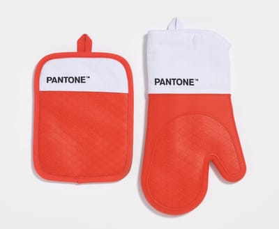 Hittebestendige Keukenset met Ovenwant en Pannenlappen - Antislip en Katoen - Wit/Rood