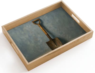 Dienblad hout 40x30 cm - Schootdienblad - Schep - Gereedschap - Schilderij - Borrelplank rechthoek - Plateau dienbladen