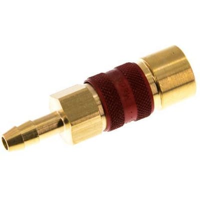 Messing DN 5 Rood-Coded Luchtkoppeling Snelkoppeling 6 mm Slangpilaar