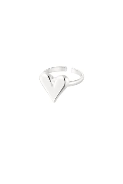 Minimalistische ring met hart - Yehwang - Ring - Stainless Steel (verkleurt niet!) - Zilveren ring - Dames ring - Kerst - Kerst cadeau - Moederdag - Tiener - Valentijn - Sinterklaas cadeau - Ring voor kinderen - Verstelbare ring - Nikkel vrij