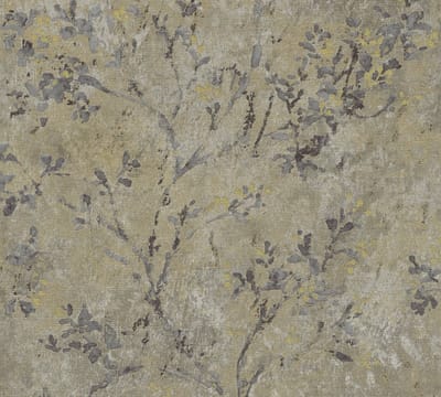 LINNENLOOK BLOEMEN BEHANG | Aquarel - Bruin Grijs Goud - Livingwalls Stories of Life