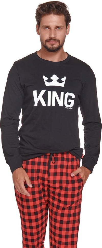 Doctor Nap Heren Pyjama Lange Mouw Lange Broek Winter Kerst Matching Gezin Familie King Zwart PMB.9761 L