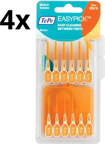 TePe Easypick XS/S - Oranje - 4 x 36 stuks - Voordeelverpakking
