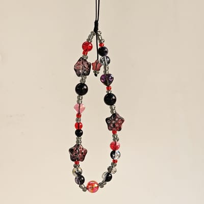 Charme pour Téléphone Portable Étoile Noire Rouge Gothique Bracelet de Poignet Accessoire Tendance pour Téléphone Portable Sac Lanière Pendentif Other black