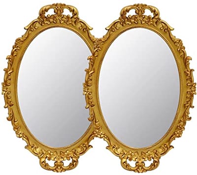 Ovale decoratieve spiegel met gouden frame - 2 stuks voor slaapkamer en woonkamer