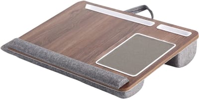 Multifunctioneel Laptop Bureau / Laptoptafel – Antislip, Dubbele Groef, Ingebouwde Muismat – Voor Bed, Bank & Thuiswerken-Donkerbruin