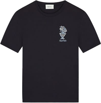 PURE PATH Embroidered Vase T-shirt Polo's & T-shirts Heren - Polo shirt - Donkerblauw - Maat XS