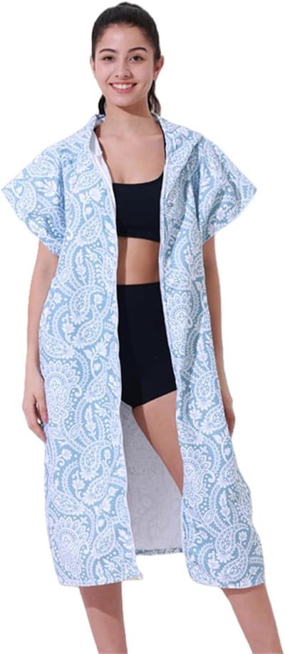 Strandhanddoek met capuchon - Badjas handdoek Sneldrogende wrap - Strand en zwembad - Microvezel sneldrogend - 26 x 23 cm