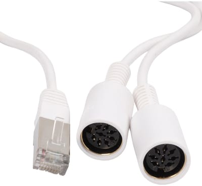 BOSSCOM RJ45 - 2x DIN 8-pins / Powerlink PL8 (v) kabel voor B&O | wit | 0,30 meter