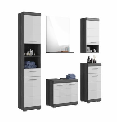 Scout badkamercombinatie wit hoogglans MDF TZ rookzilver NB - 34x164x191cm