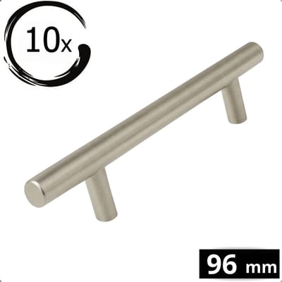 10X Handgreep RVS 96 MM Denver - Greepjes - Handgreep - Handgrepen keukenkastjes - Handvatten - Meubelgreep RVS - Handgrepen voor deurtjes