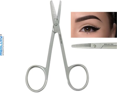 MEDLUXY® Uitdunschaar Wenkbrauwen 10 cm – Professionele Kamschaar & Eyebrow Scissor van RVS – Veilig & Precisie Gezichtshaar Schaar
