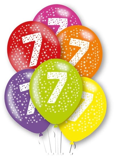 BALLONNEN 7 MULTI COLOR - BALLONNEN 7 - VERJAARDAG BALLONNEN 7 JAAR - LATEX - SET VAN 6 AMSCAN