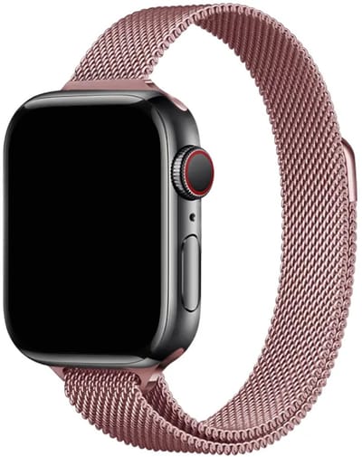 Stravo Slim Milanees bandje Geschikt voor Apple Watch 42mm (Series 11/10), 41mm (Series 9/8/7), 40mm (Series 6/5/4, SE 3/2/1), 38mm (Series 3/2/1) - Elegant en verfijnd Milanese Horlogeband met magnetische sluiting - Roze