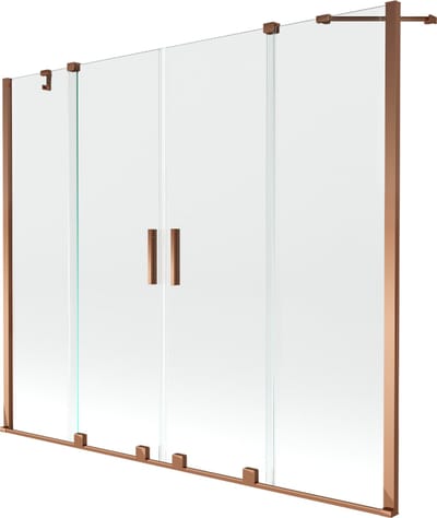 Mexen Velar Duo badwand 2-delig schuifbaar 170 x 150 , transparant, roze goud - 896-170-000-02-60