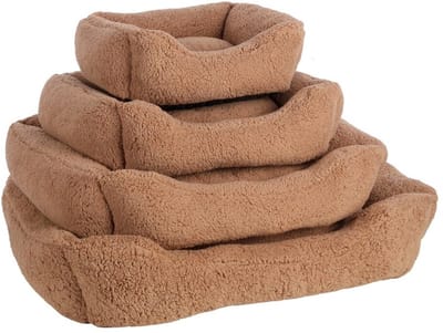 Hondenmand - Teddy - Mokka - Pluche Hondenmand - Puppy Mand - Hondenbed - Superzacht & Comfortabel - Maat XS = 50 x 40 cm XS