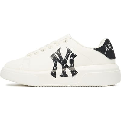 MLB Chunky Klassieke Hak Dia Monogram Logo Print Lage Sneakers Unisex Sneakers Wit Zwart 3ASXAM82N-50BKS 38 white