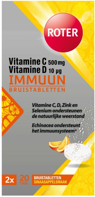 Roter Immuun Bruis - Vitamine C & D ondersteunen de weerstand & Echinacea verhoogt het immuunsysteem* - 40 bruistabletten