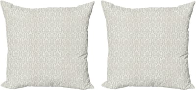 ABAKUHAUS Decoratieve kussenhoezen van damast, set van 2, klassiek abstract bruidsmotief, 45x45 cm, crèmekleurig beige