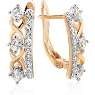 Boucles d'oreilles ethniques mode pour femmes Or rose Mélange de couleurs Zircon naturel Boucle d'oreille anglaise Bijoux fins quotidiens beige