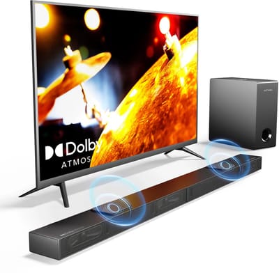 Soundbar - Soundbar voor TV - Luidsprekers - 2 Omhoo Gerichte Drivers - 50Hz-20KHz - 390W - Luidsprekerkabels - Dolby AtmosSpeaker - Zwart