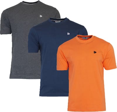 3-Pack Donnay - T-shirt (Vince) - Sportshirt - Heren - Charcoal-marl/Navy/Apricot orange (572) - maat S