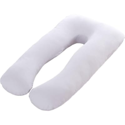Taie d'oreiller de grossesse multifonction en pur coton de grande taille 70 x 130 cm, housse douce et confortable en coton de type U pour femmes enceintes grise