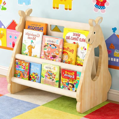 Boekenkast voor kinderen van hout, multifunctionele boekenorganizer en speelgoedrek voor kinderkamer en woonkamer, ideale opslagoplossing voor boeken en speelgoed