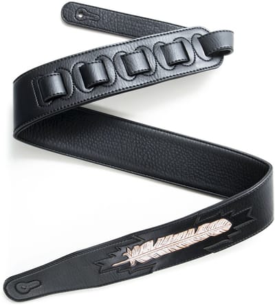 Fame Garment Leather Feather Black - Gitaarband