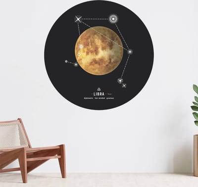 Muurcirkel zelfklevend behang - Sterrenbeeld planeet Weegschaal - Wanddecoratie - 080cm behangcirkel - Ronde sticker voor aan de muur - Behangsticker verkrijgbaar in verschillende formaten