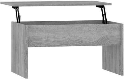 Salontafel - Bijzettafel Koffietafel - Eten en Werken - Verborgen Opbergruimte - 80x50.5x41.5 cm - Grijs Eiken