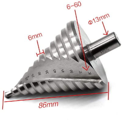 Dailygoods- Cone Boor Set - HSS/Titanium Coating - 6-60mm - Spiraal Groef - Voor Metalen/PVC/Houtbewerking - Langdurige Levensduur - Trapboor