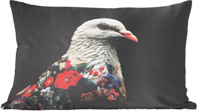 Sierkussens - Kussentjes Woonkamer - 60x40 cm - Duif - Bloemen - Wit - Zwart
