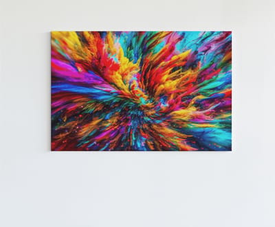Canvas Schilderij - Abstract - Kleurrijke Explosie - 60x40x2cm