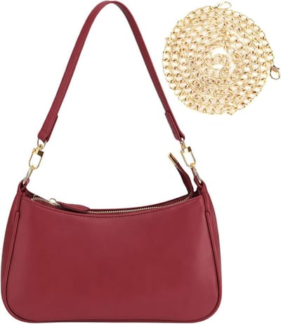 Elegante PU leren dames clutch schoudertas met ketting, kleine ritssluiting tas in wit, 26 x 7 x 15 cm, perfect voor uitgaan en dagelijks gebruik