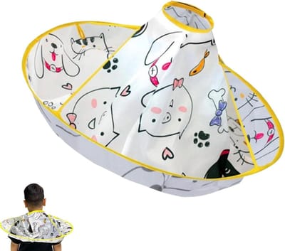 Waterdichte en Opvouwbare Kapsalon Cape voor Kinderen met Kleurrijke Cartoonpatronen en Comfortabel Design