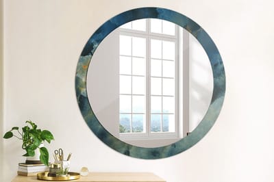Coloray Bedrukte Spiegel - Onyx marmer Wandspiegel Decoratieve Print - 90 cm - Blauw Bedrukte Spiegel - Wandspiegel Decoratieve Print - Bedrukte Spiegel - Spiegel Met Bedrukte Lijst